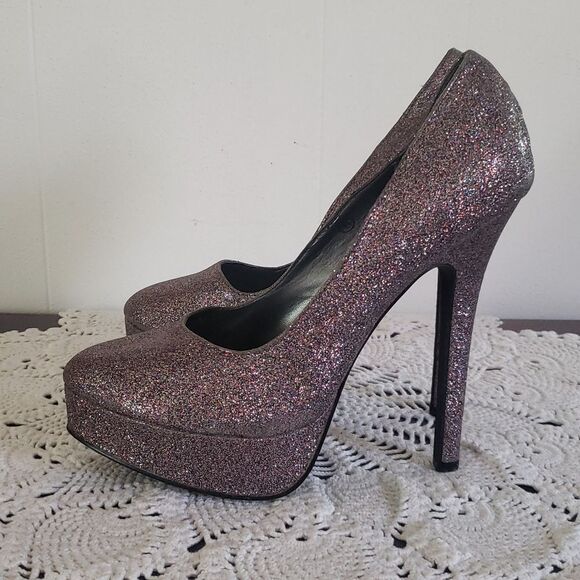 Sparkly Glittery Purple Miss Me? Heels Sz 8 - Picture 4 of 6